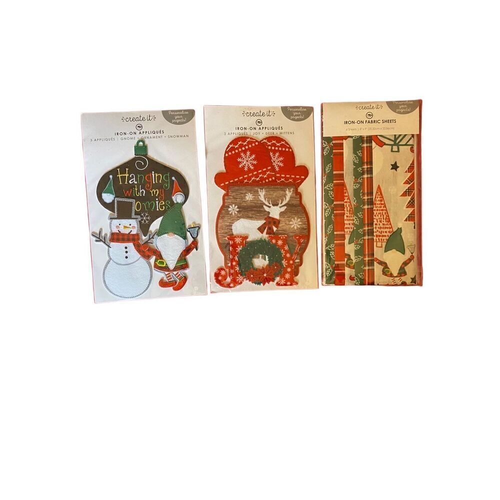 Create it Christmas holiday set up three iron on craft appliqués